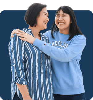 Carolina student posing with mother.