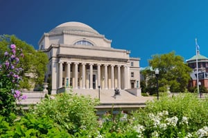 A photo of Columbia University library, representing one of the universities that offers early decision