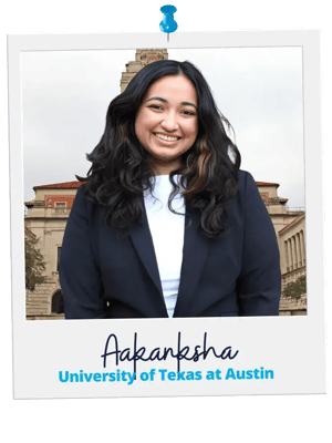 Aakanksha, a Collegewise student, admitted to the University of Texas at Austin