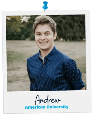 Andrew, a Collegewise student, admitted to American University