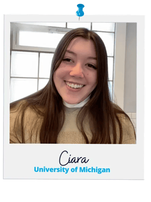 Ciara, a Collegewise student, admitted to the University of Michigan