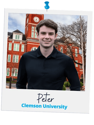 Peter, a Collegewise student, admitted to Clemson University