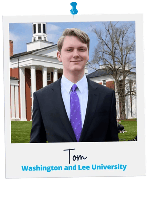 Tom, a Collegewise student, admitted to Washington and Lee University