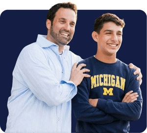 A University of Michigan student with his father