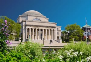 A photo of Columbia University library, representing one of the universities that offers early decision